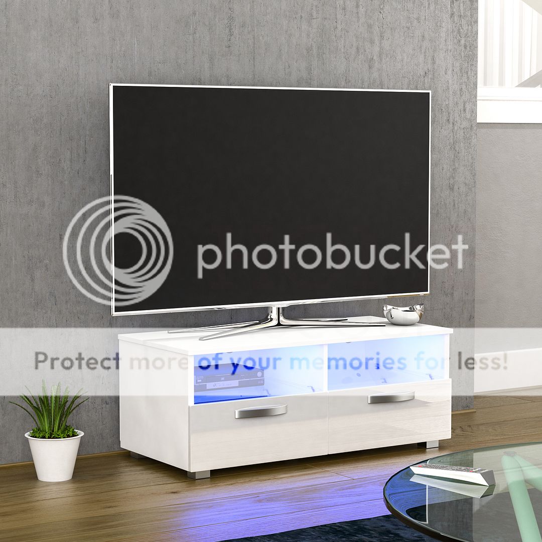 MODERN LED TV Unit Sideboard Stand White Black High Gloss